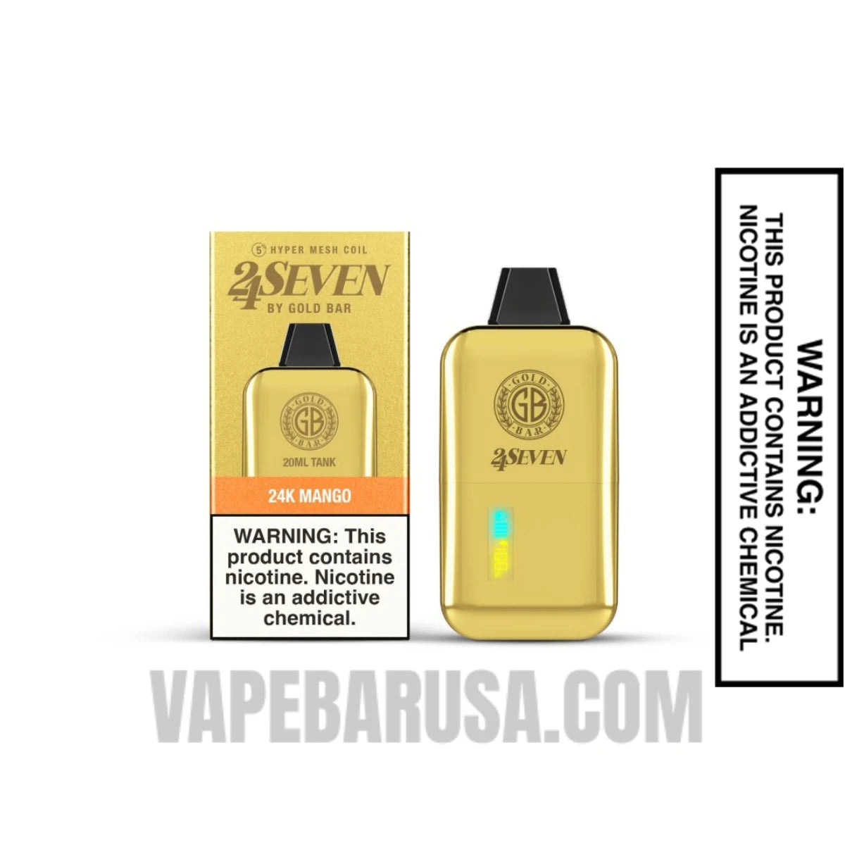 24K Mango Gold Bar 24Seven Disposable Vape with Package Box 24K Mango Gold Bar 24Seven Disposable Vape with Package Box