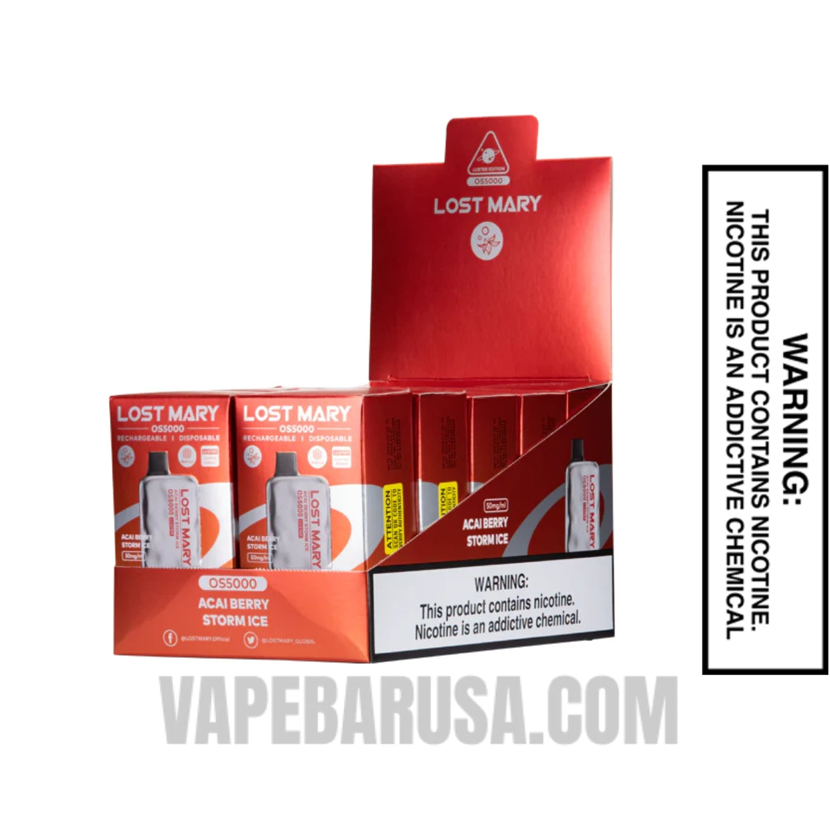 Acai Berry Storm Ice Lost Mary OS5000 Luster Edition Vape With bundle Box Acai Berry Storm Ice Lost Mary OS5000 Luster Edition Vape With bundle Box