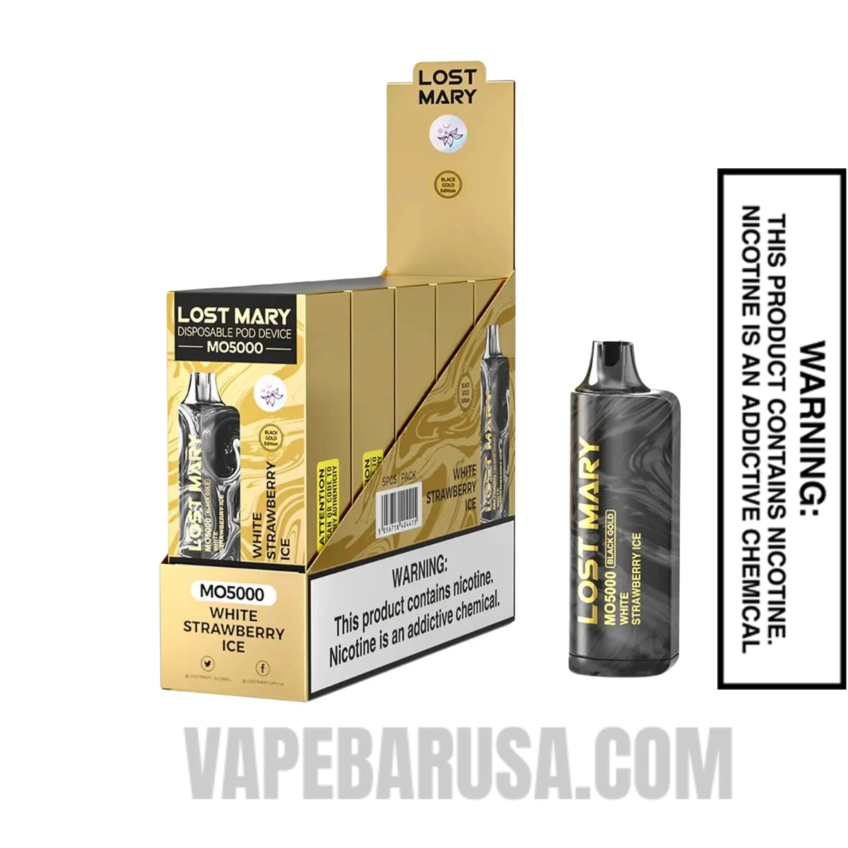 Alphonso Mango Ice Lost Mary MO5000 Black Gold Edition Vape With Bundle Pack Alphonso Mango Ice Lost Mary MO5000 Black Gold Edition Vape With Bundle Pack