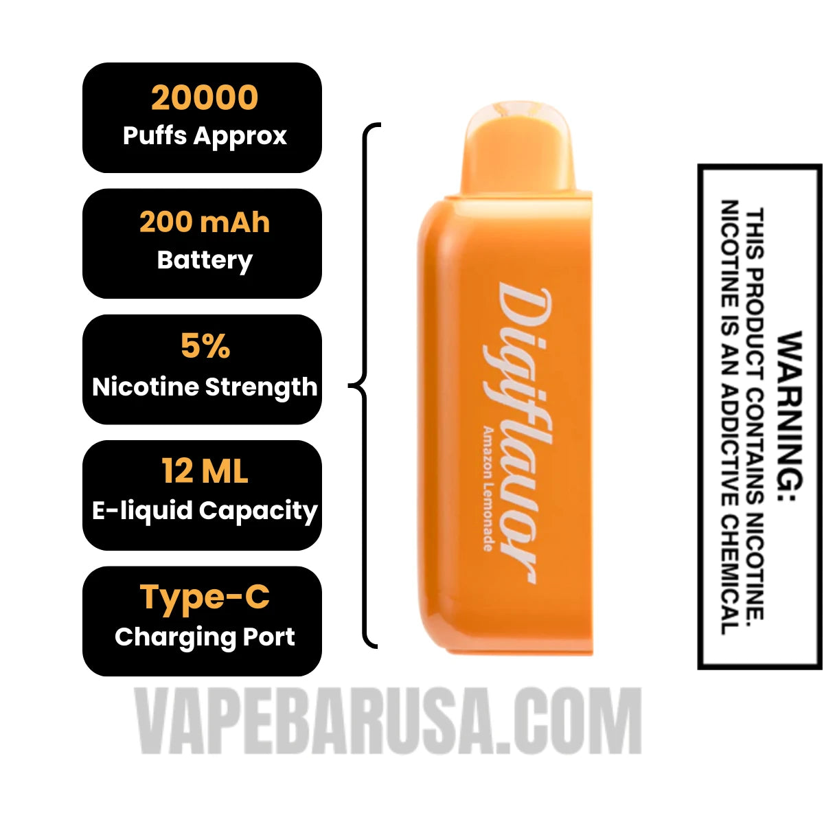 Amazon Lemonade Digiflavor BRK 20K Disposable POD Specifications Amazon Lemonade Digiflavor BRK 20K Disposable POD Specifications