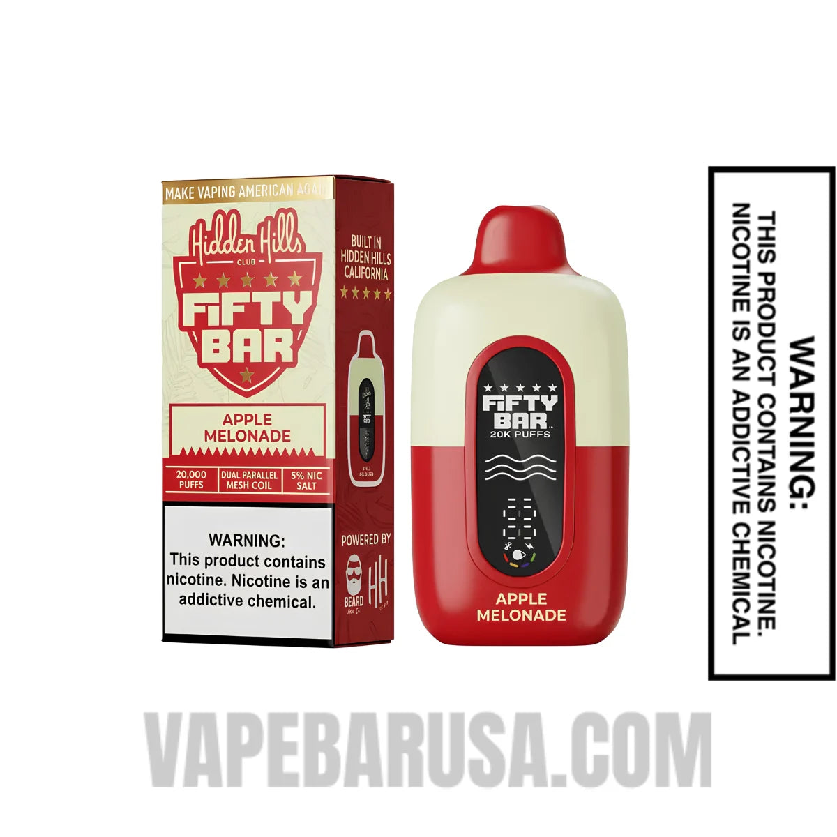 Apple Melonade Hidden Hills X Fifty Bar 20k Disposable Vape With Package Box Apple Melonade Hidden Hills X Fifty Bar 20k Disposable Vape With Package Box