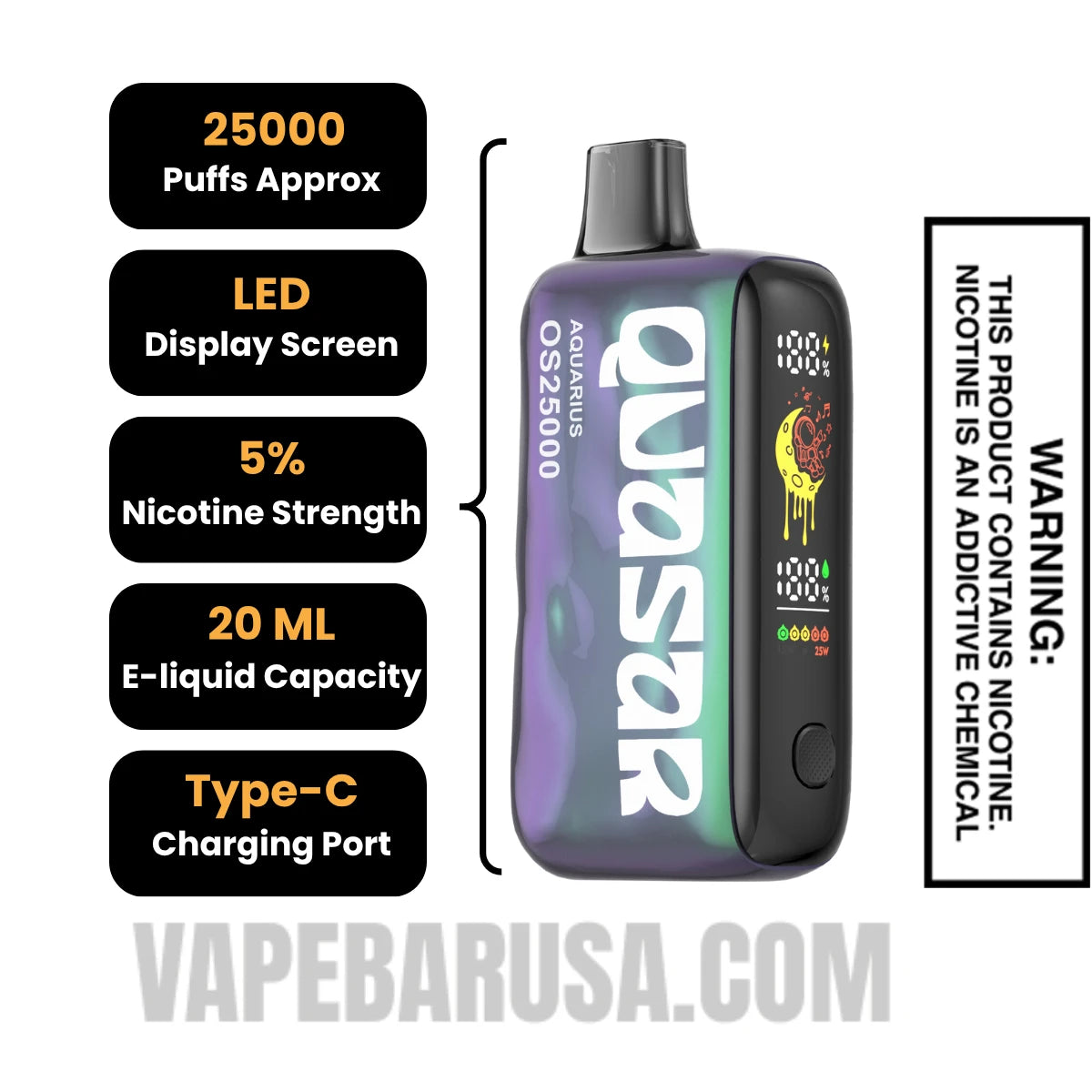 Aquarius Lost Mary Quasar OS25000 Disposable Vape Specifications Aquarius Lost Mary Quasar OS25000 Disposable Vape Specifications