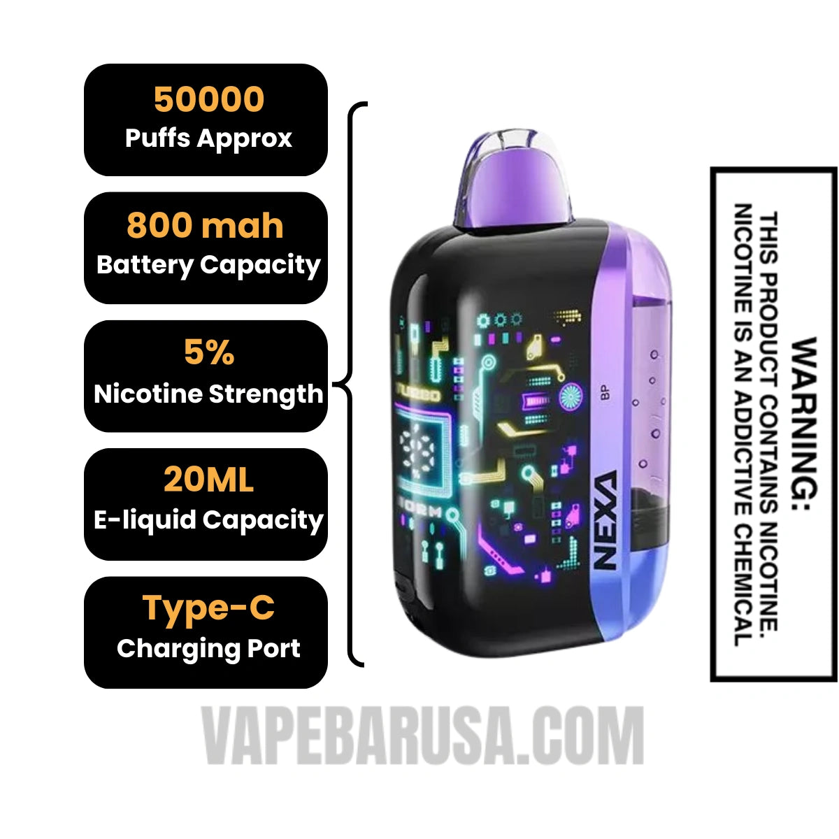 BP Nexa Ultra 50K Disposable Vape Specifications BP Nexa Ultra 50K Disposable Vape Specifications