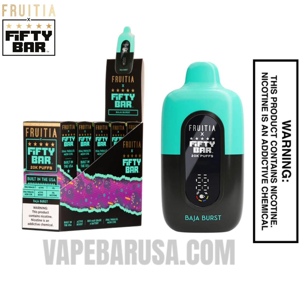 Baja Burst Fruitia X Fifty Bar 20K Vape With Bundle Pack Baja Burst Fruitia X Fifty Bar 20K Vape With Bundle Pack