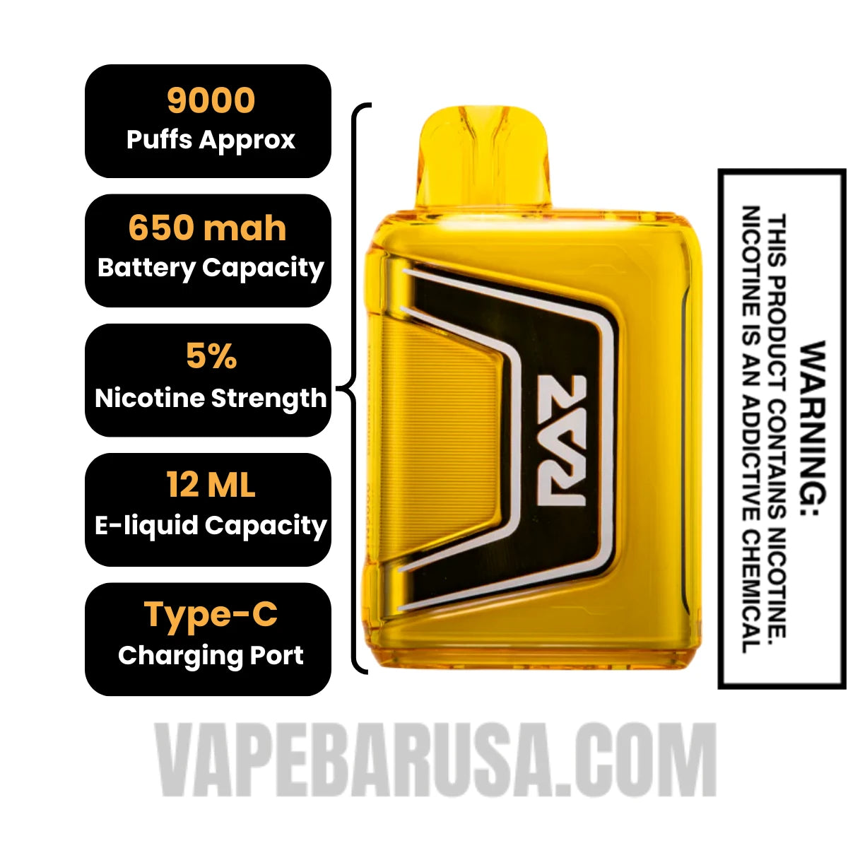 Banana Coconut RAZ TN9000 Disposable Vape Specifications Banana Coconut RAZ TN9000 Disposable Vape Specifications