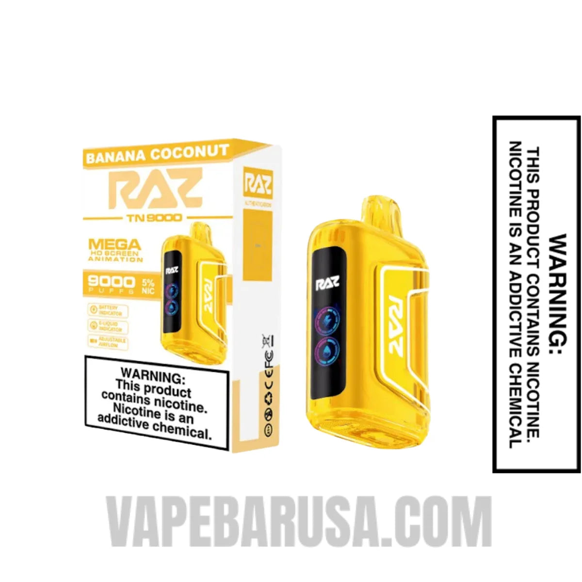 Banana Coconut RAZ TN9000 Disposable Vape With Package Box Banana Coconut RAZ TN9000 Disposable Vape With Package Box