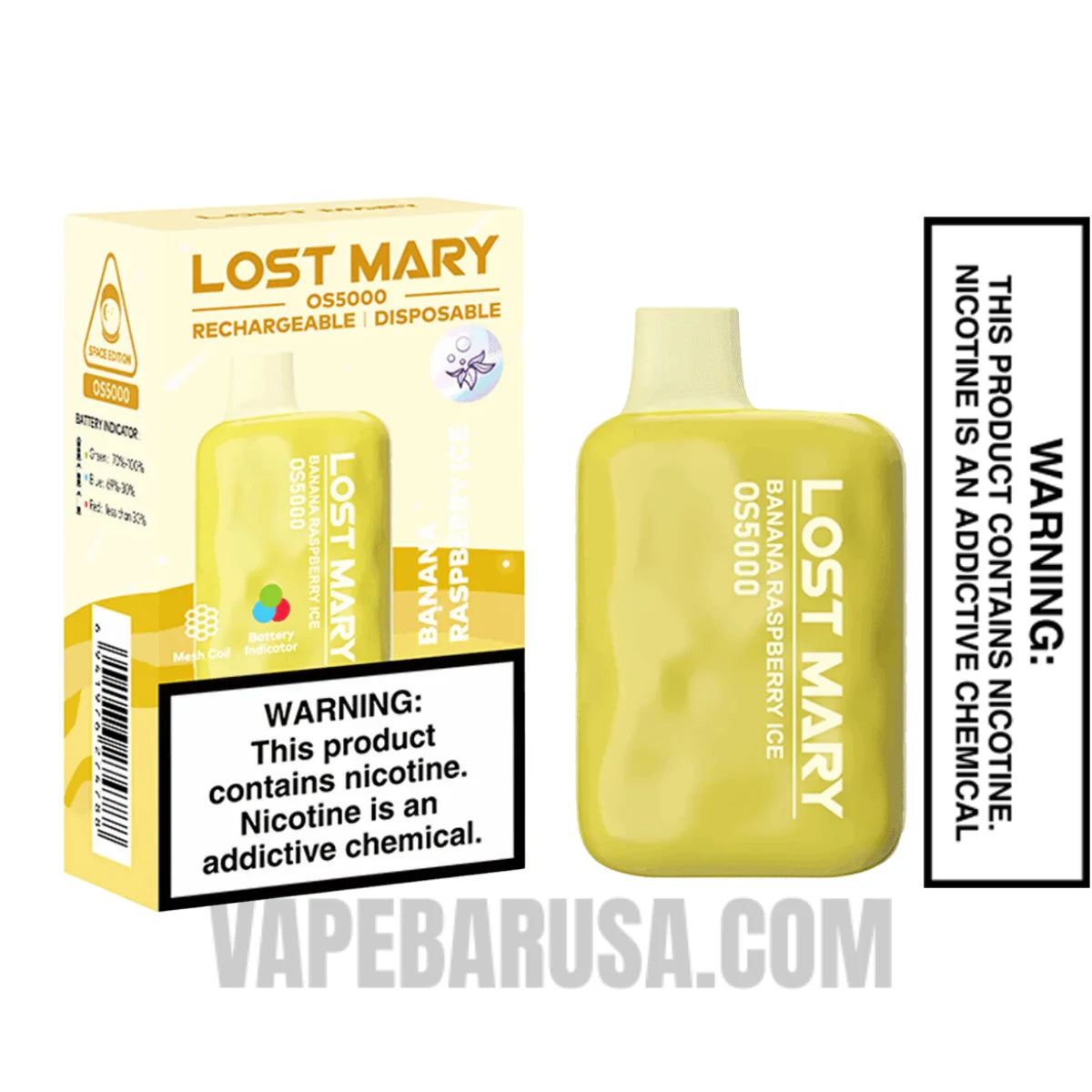Banana Raspberry Ice Lost Mary OS5000 Disposable Vape With Package Box Banana Raspberry Ice Lost Mary OS5000 Disposable Vape With Package Box