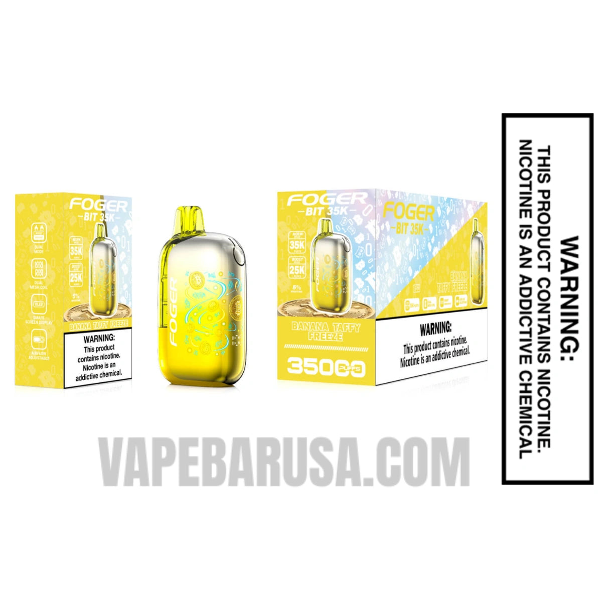 Banana Taffy Freeze Foger Bit 35K Disposable Vape With Bundle Pack Banana Taffy Freeze Foger Bit 35K Disposable Vape With Bundle Pack