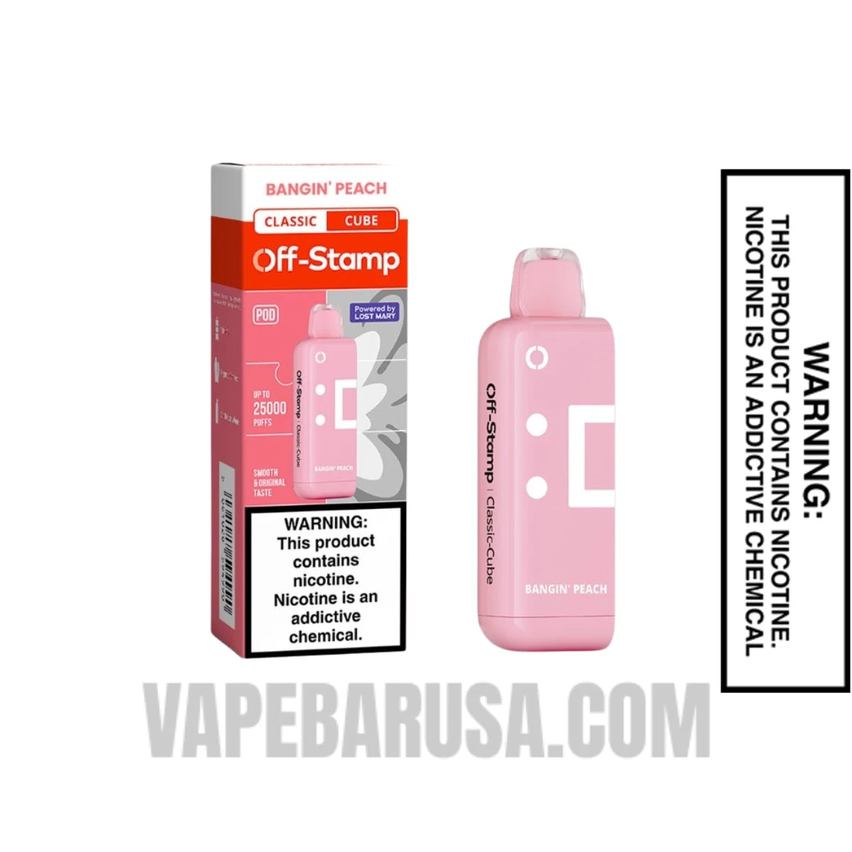Bangin Peach Off Stamp Classic Cube 25K Disposable Pod With Package Box Bangin Peach Off Stamp Classic Cube 25K Disposable Pod With Package Box