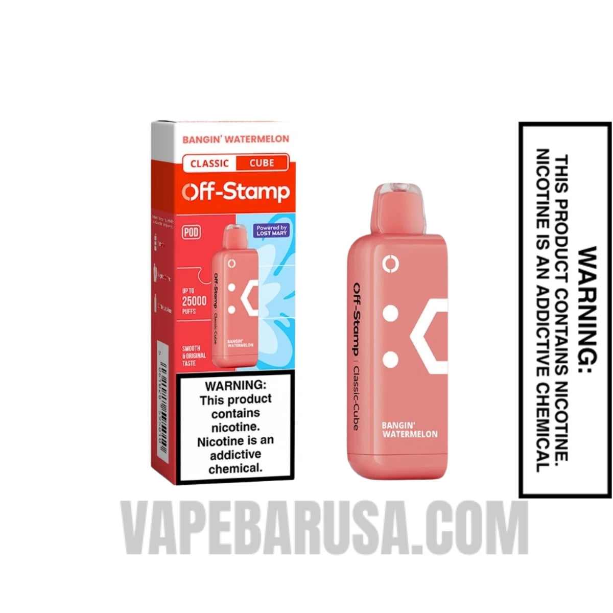 Bangin Watermelon Off Stamp Classic Cube 25K Disposable Pod With Package Box Bangin Watermelon Off Stamp Classic Cube 25K Disposable Pod With Package Box