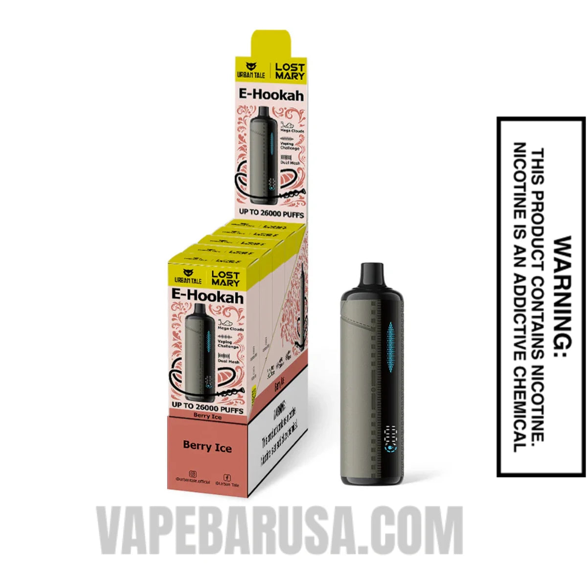 Berry Ice Lost Mary x Urban Tale E Hookah Disposable Vape With Bundle Pack
Berry Ice Lost Mary x Urban Tale E Hookah Disposable Vape With Bundle Pack