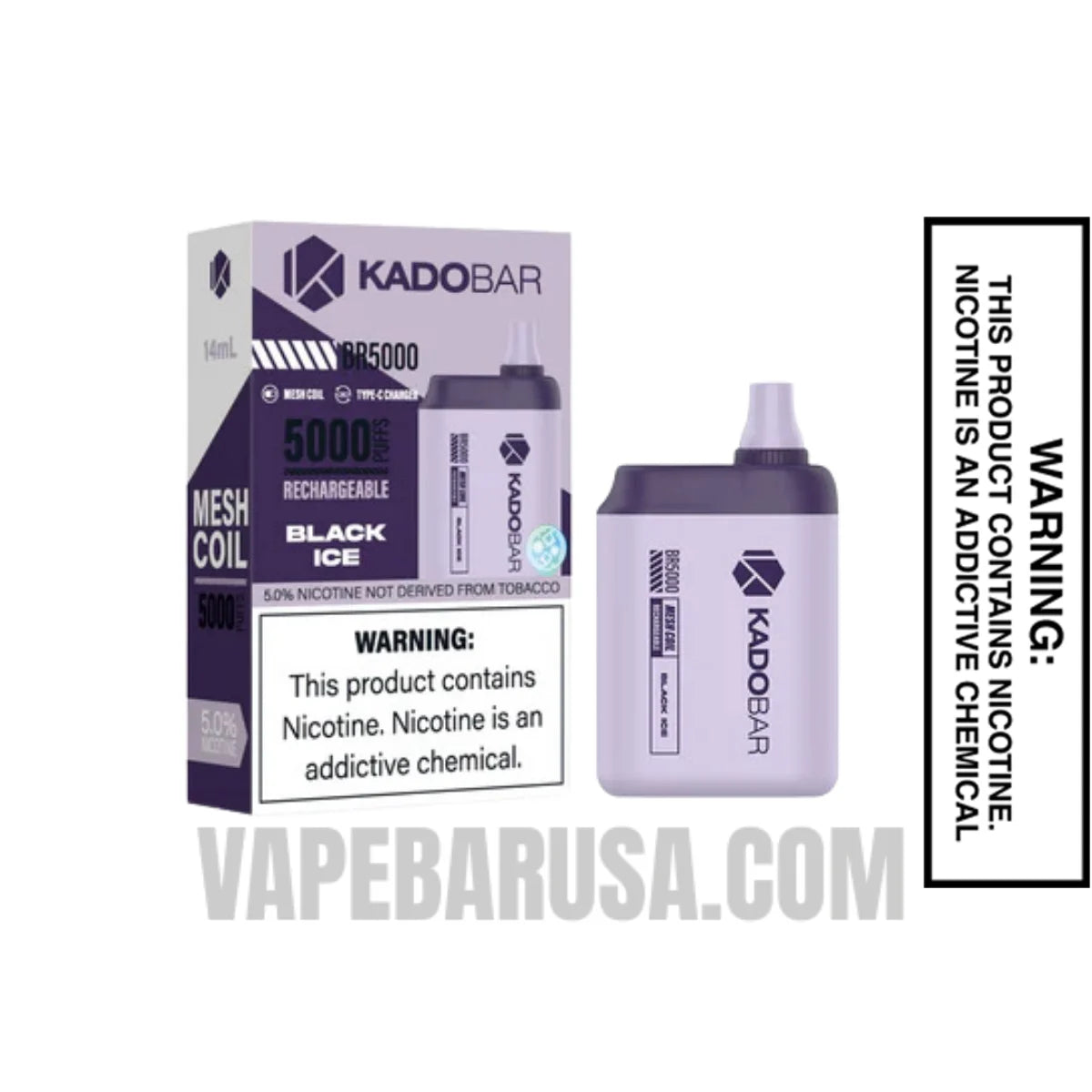 Black Ice Kado Bar BR5000 Disposable Vape With Package Box Black Ice Kado Bar BR5000 Disposable Vape With Package Box
