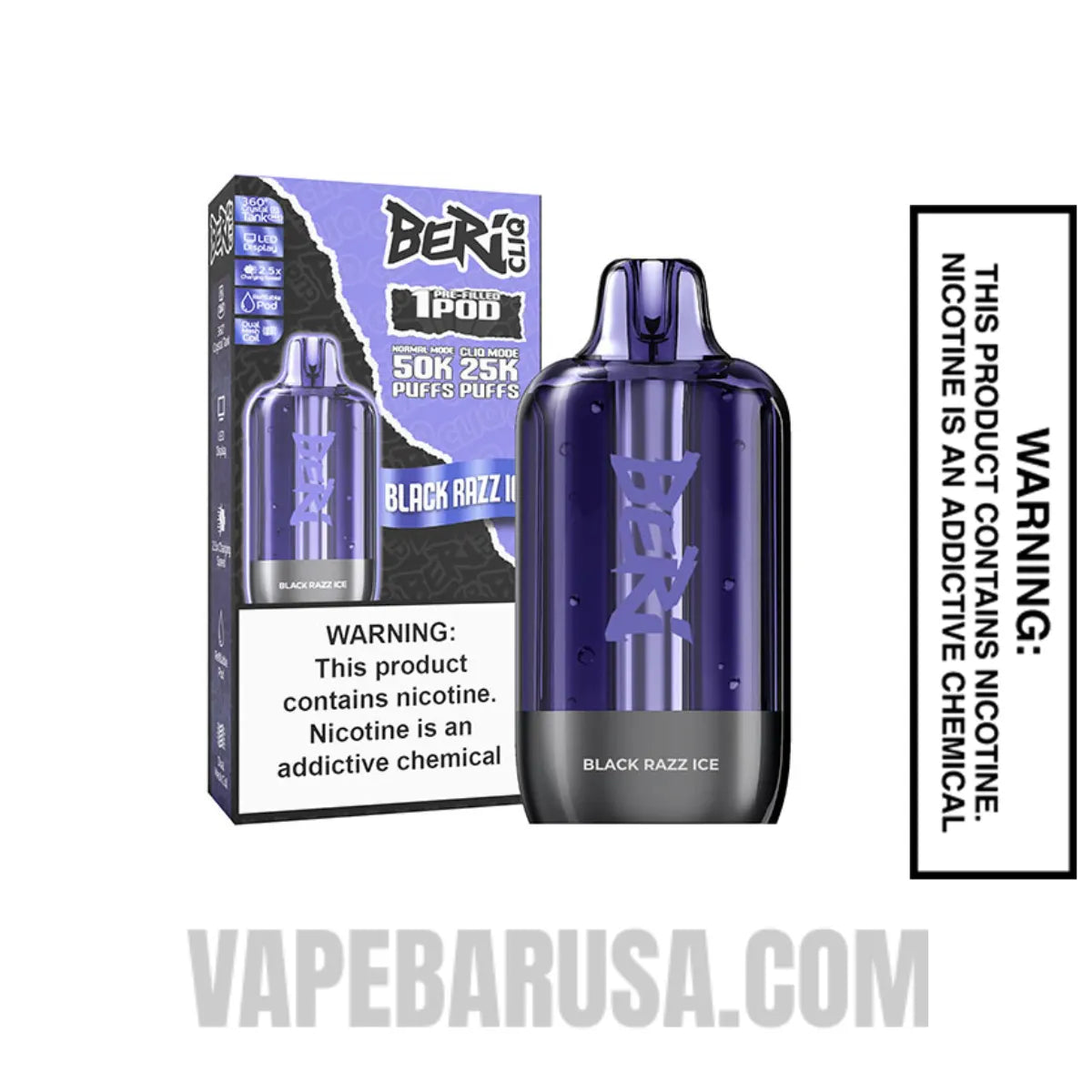 Black Razz Ice Beri Cliq 50K Disposable Vape Pod With Package Box Black Razz Ice Beri Cliq 50K Disposable Vape Pod With Package Box