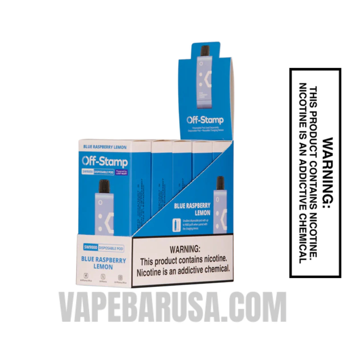 Blue Raspberry Lemon Off Stamp SW9000 Disposable Pod With Bundle Pack Blue Raspberry Lemon Off Stamp SW9000 Disposable Pod With Bundle Pack