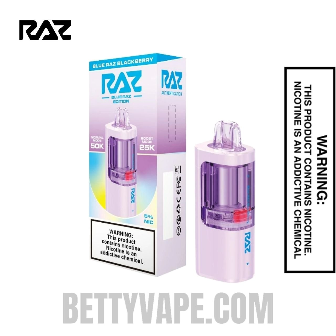 Blue Raz Blackberry RAZ VUE 50K Disposable Vape Pod With Package Box Blue Raz Blackberry RAZ VUE 50K Disposable Vape Pod With Package Box