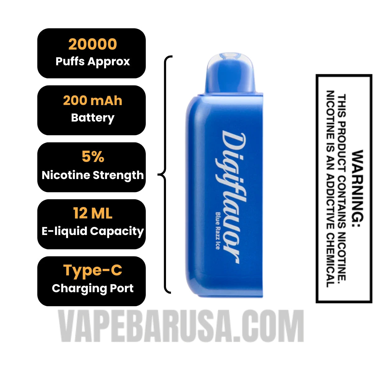 Blue Razz Ice Digiflavor BRK 20K Disposable POD Specifications Blue Razz Ice Digiflavor BRK 20K Disposable POD Specifications