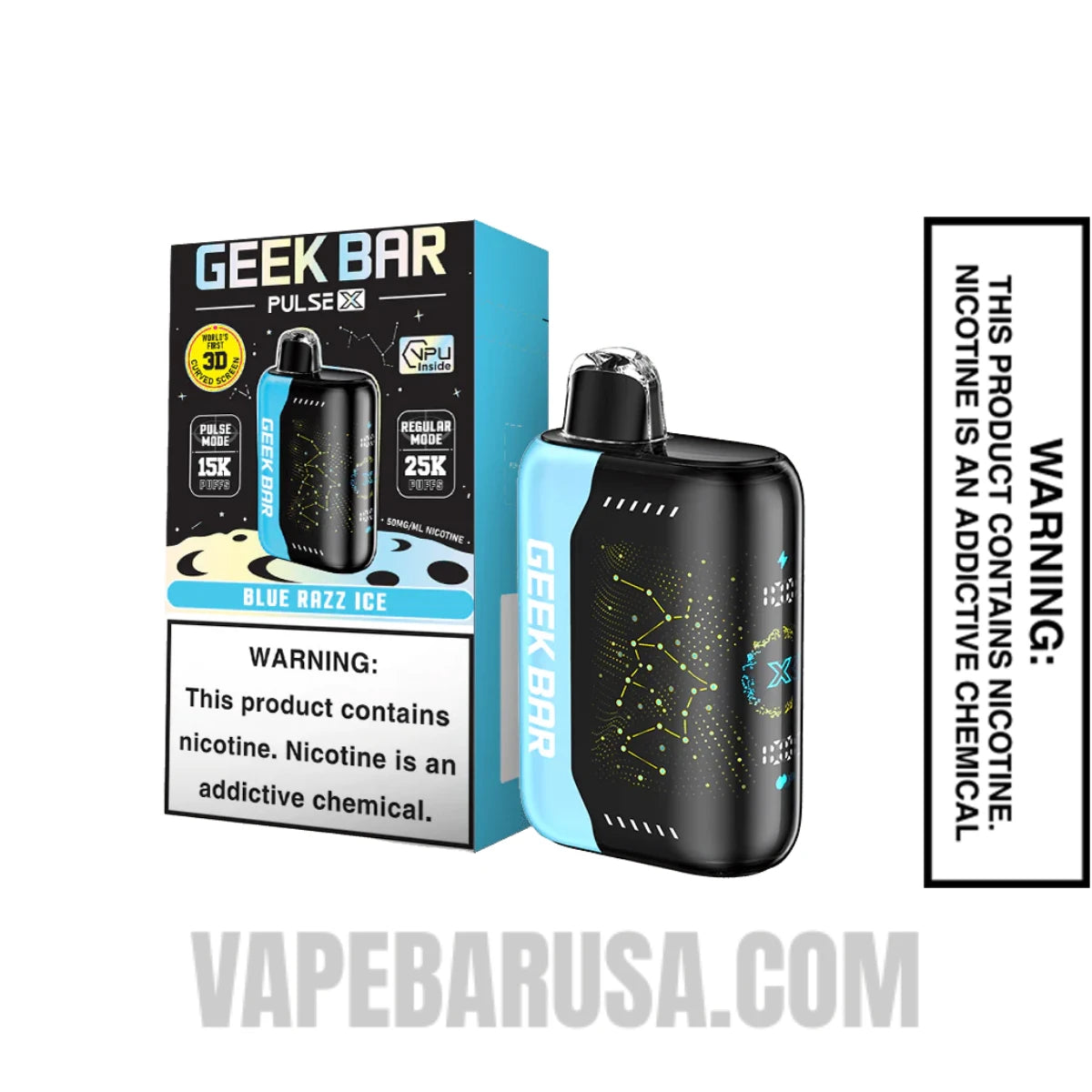 Blue Razz Ice Geek Bar Pulse X Disposable Vape With Package Box Blue Razz Ice Geek Bar Pulse X Disposable Vape With Package Box