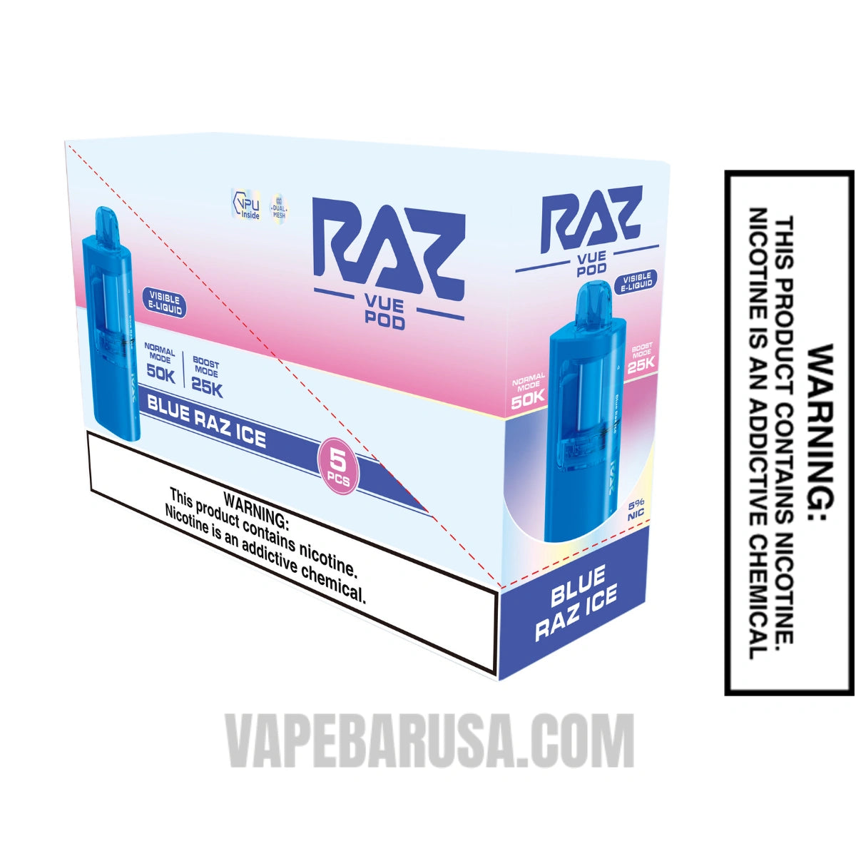 Blue Razz Ice RAZ VUE 50K Disposable Pod With Bundle Box Blue Razz Ice RAZ VUE 50K Disposable Pod With Bundle Box