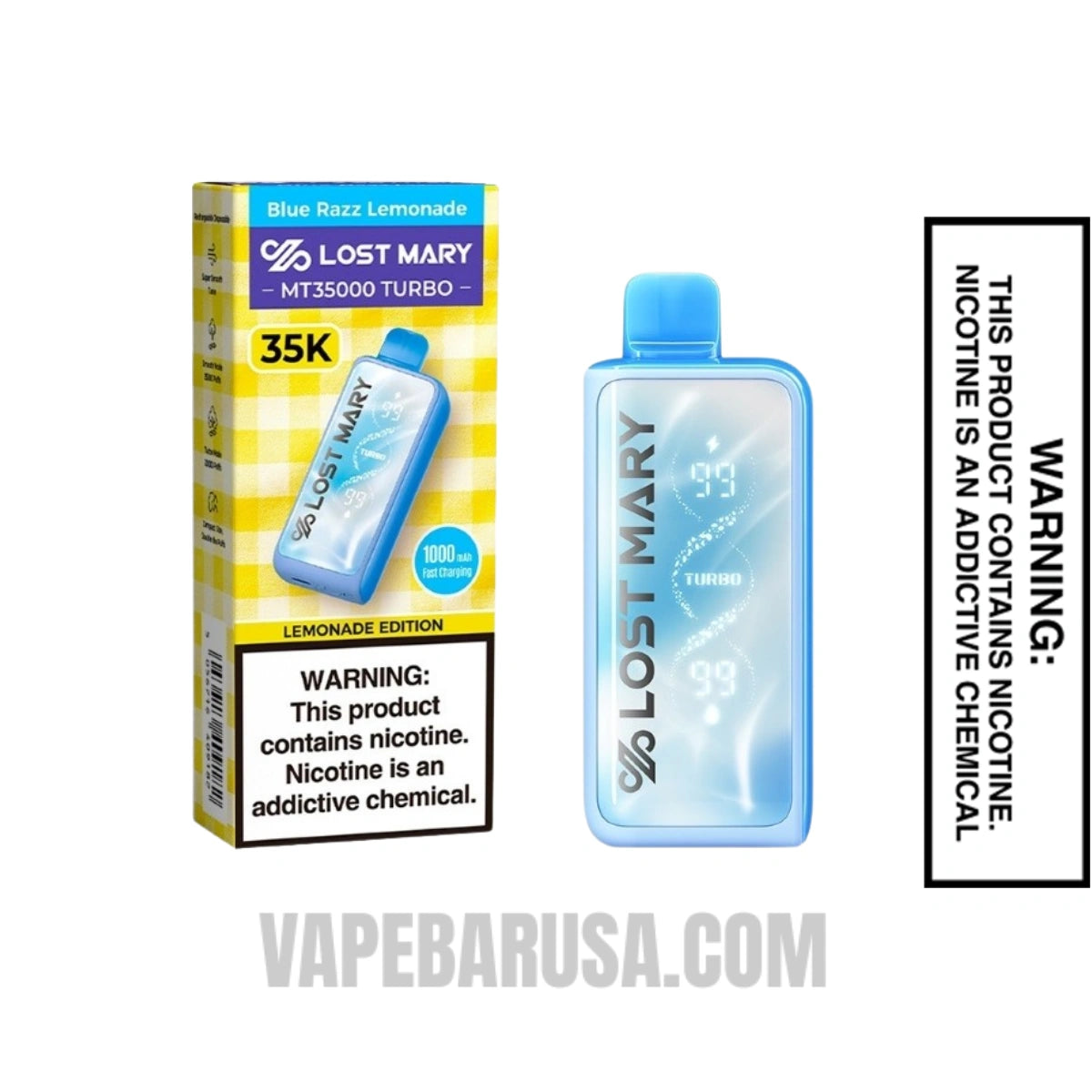 Blue Razz Lemonade Lost Mary MT35000 Turbo Disposable Vape With Package Box Blue Razz Lemonade Lost Mary MT35000 Turbo Disposable Vape With Package Box