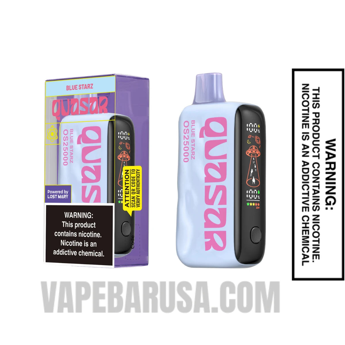 Blue Starz Lost Mary Quasar OS25000 Disposable Vape with package box Blue Starz Lost Mary Quasar OS25000 Disposable Vape with package box