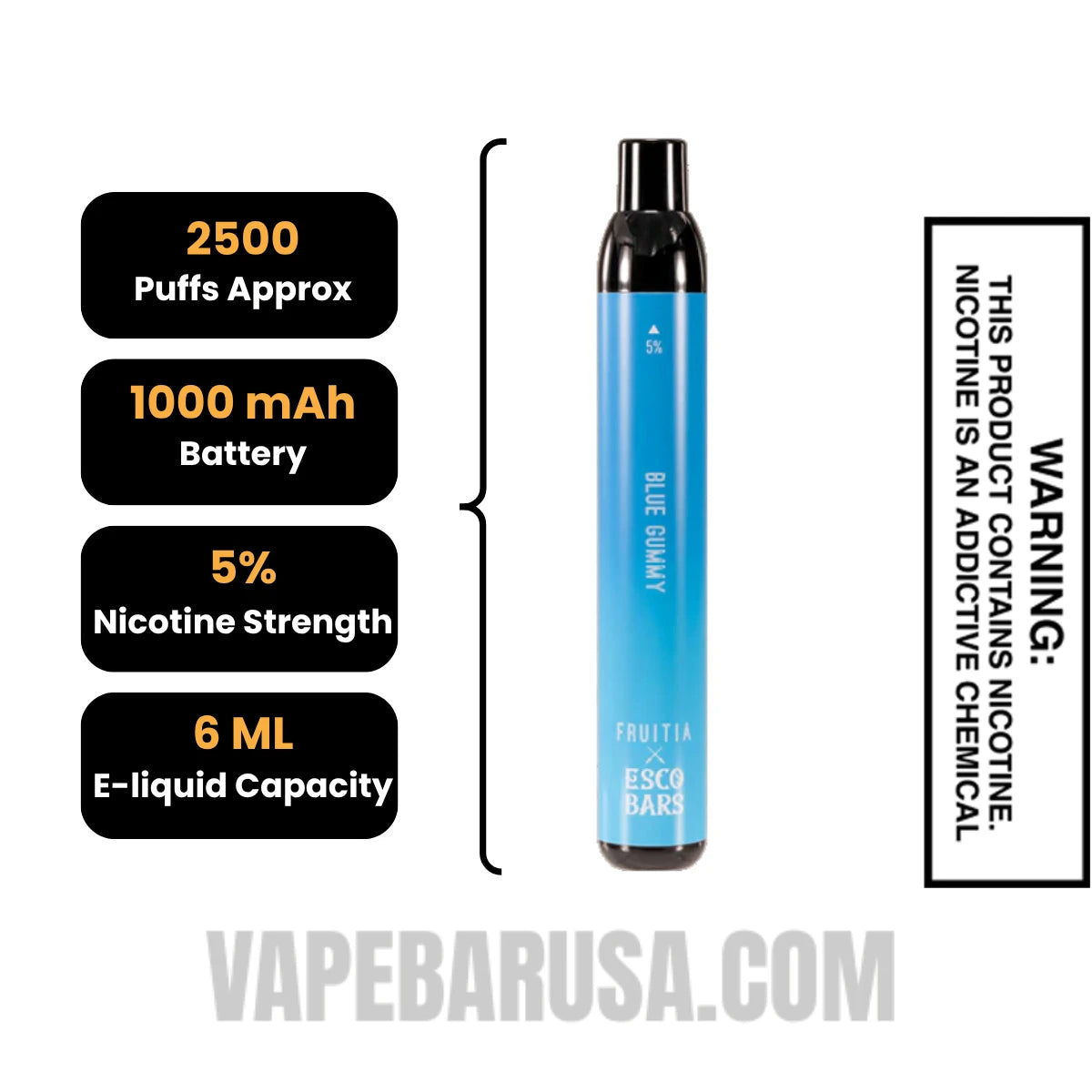 Blue Gummy Esco Bars 2500 Puffs Disposable Vape Specifications Blue Gummy Esco Bars 2500 Puffs Disposable Vape Specifications