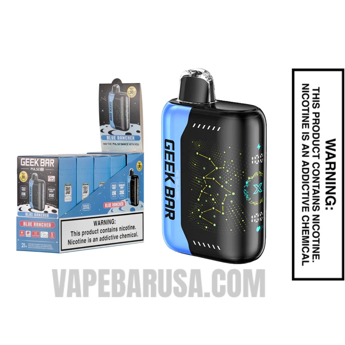 Blue Rancher Geek Bar Pulse X Zero Nicotine Vape with Bundle Pack Blue Rancher Geek Bar Pulse X Zero Nicotine Vape with Bundle Pack