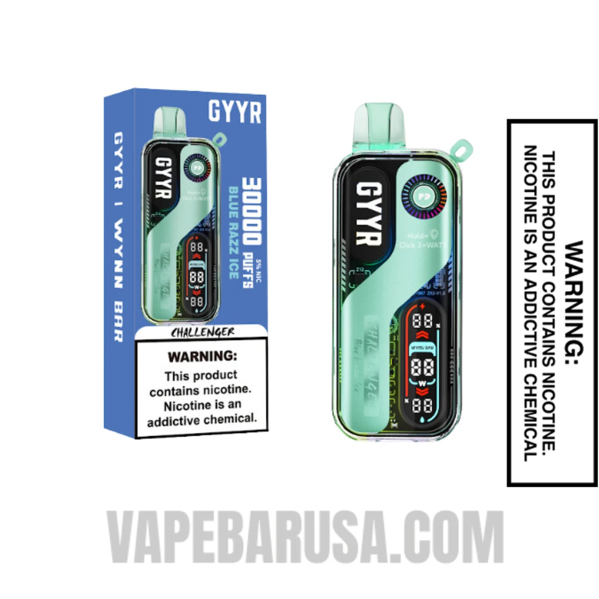 Blue Razz Ice GYYR X Wynn Bar Challenger 30K Vape With Package Box Blue Razz Ice GYYR X Wynn Bar Challenger 30K Vape With Package Box