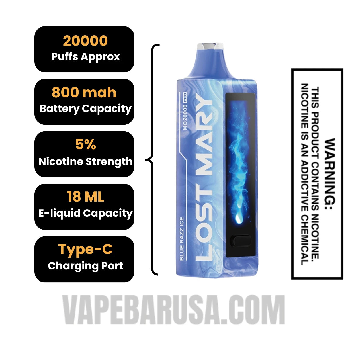 Blue Razz Ice Lost Mary MO20000 Disposable Vape Specifications Blue Razz Ice Lost Mary MO20000 Disposable Vape Specifications