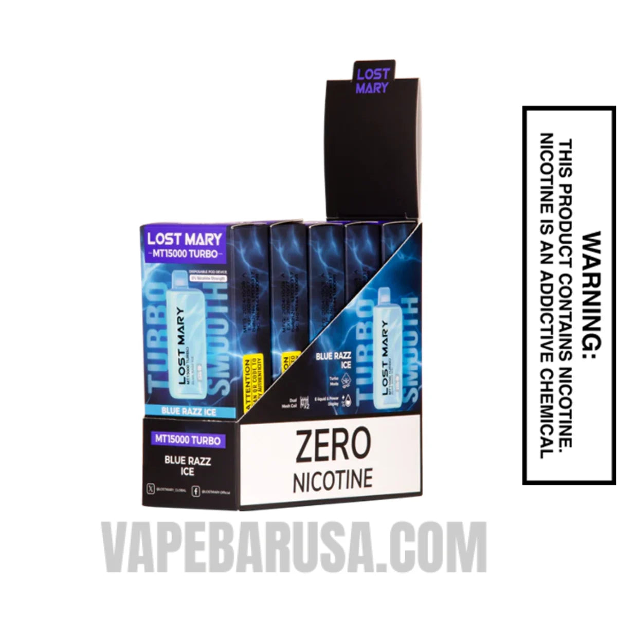 Blue Razz Ice Lost Mary MT15000 Turbo Vape - 0% Nic with bundle Pack Blue Razz Ice Lost Mary MT15000 Turbo Vape - 0% Nic with bundle Pack