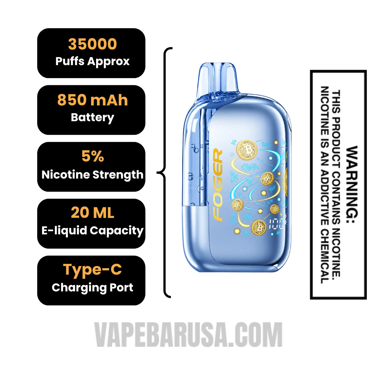 Blueberry Freezer Jam Foger Bit 35K Disposable Vape Specifications
Blueberry Freezer Jam Foger Bit 35K Disposable Vape Specifications