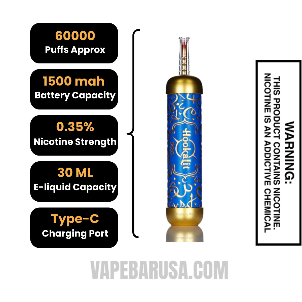 Blueberry Mint OLIT Hookalit Pro 60K Disposable Vape Specifications Blueberry Mint OLIT Hookalit Pro 60K Disposable Vape Specifications