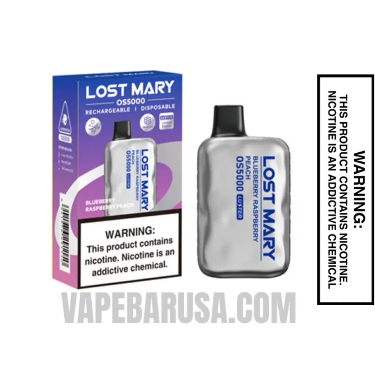 Blueberry Raspberry Peach Lost Mary OS5000 Luster Edition Vape With Package Box Blueberry Raspberry Peach Lost Mary OS5000 Luster Edition Vape With Package Box