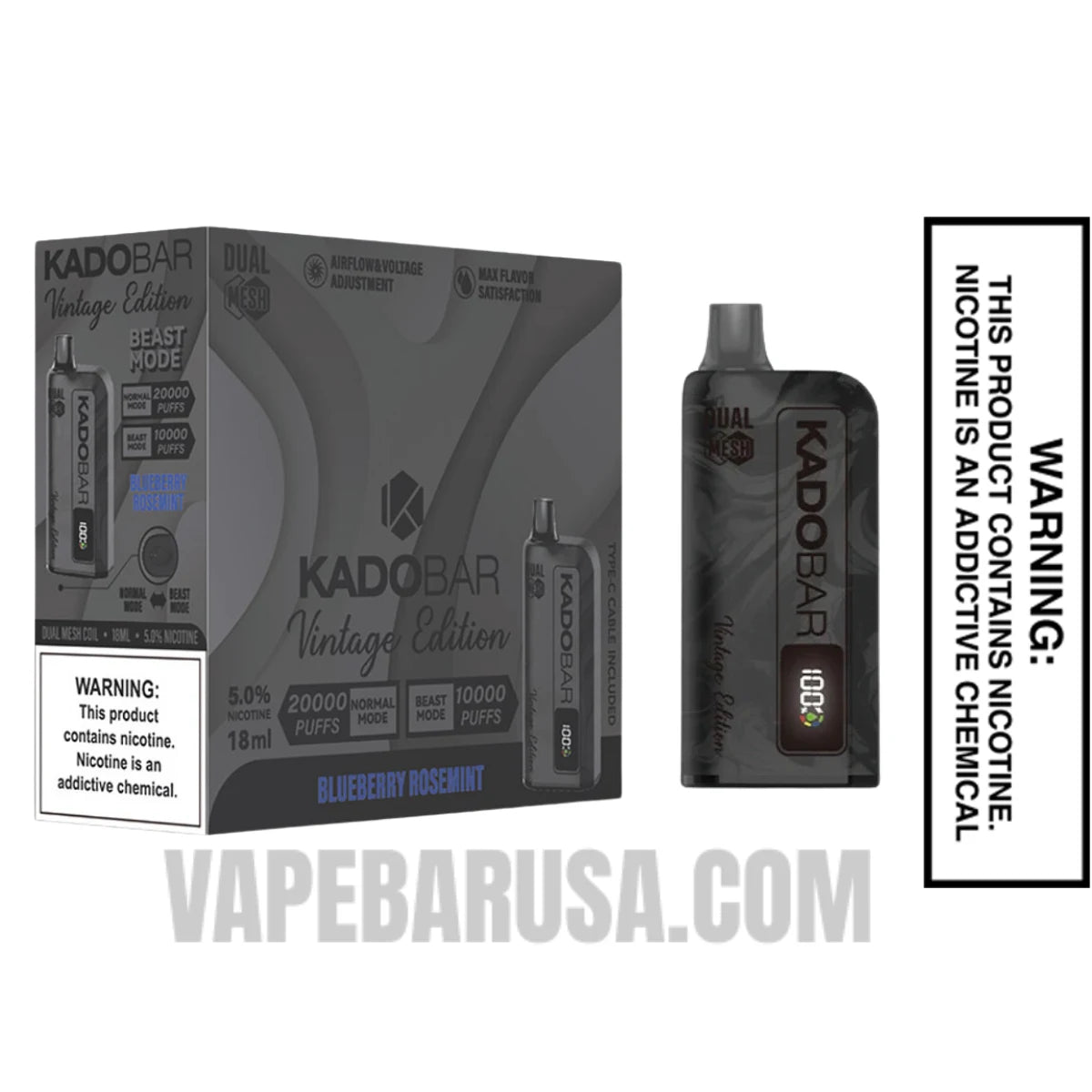 Blueberry Rosemint Kado Bar Vintage Edition 20000 Puffs Disposable Vape With Bundle Pack Blueberry Rosemint Kado Bar Vintage Edition 20000 Puffs Disposable Vape With Bundle Pack