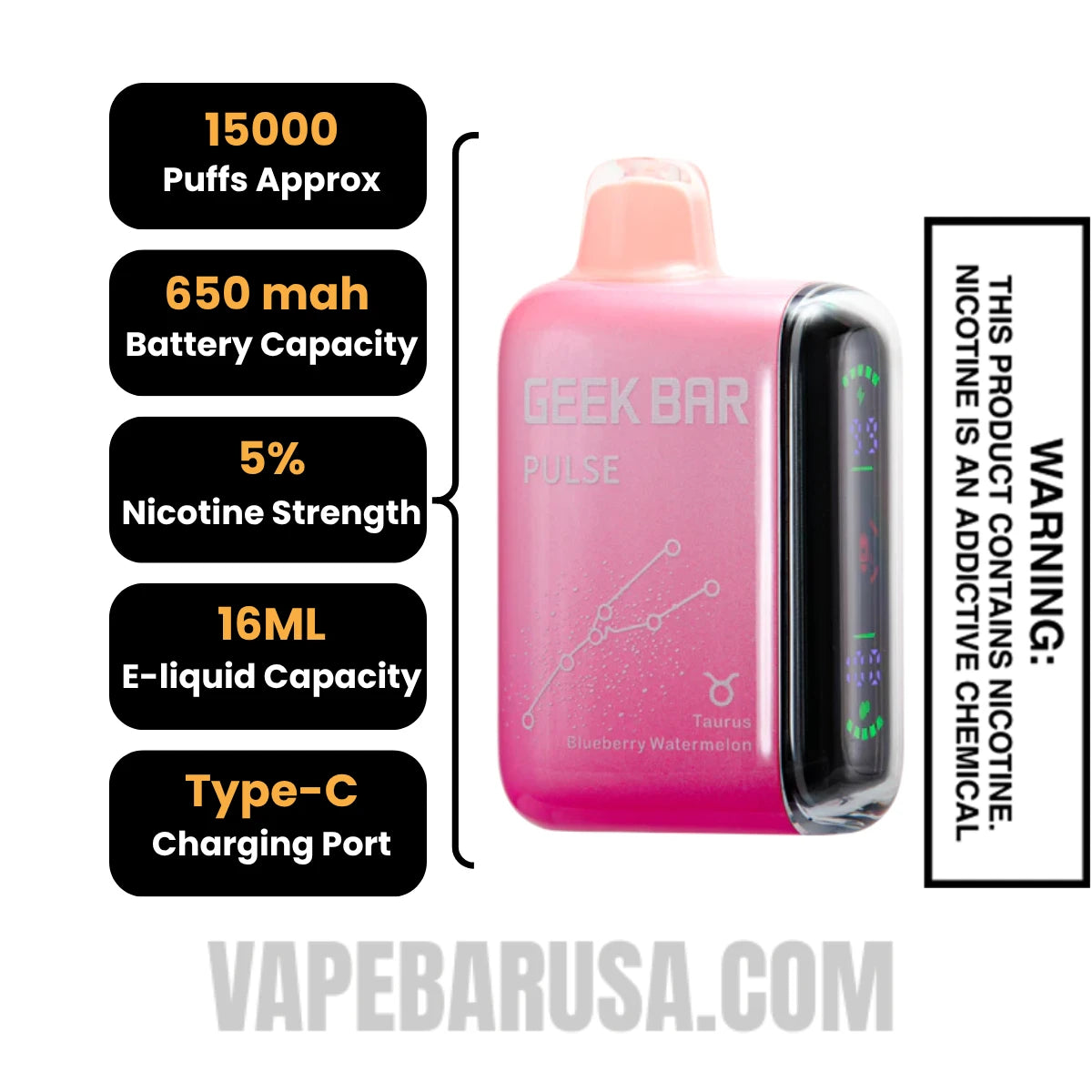 Blueberry Watermelon Geek Bar Pulse Vape (Taurus) Specifications Blueberry Watermelon Geek Bar Pulse Vape (Taurus) Specifications