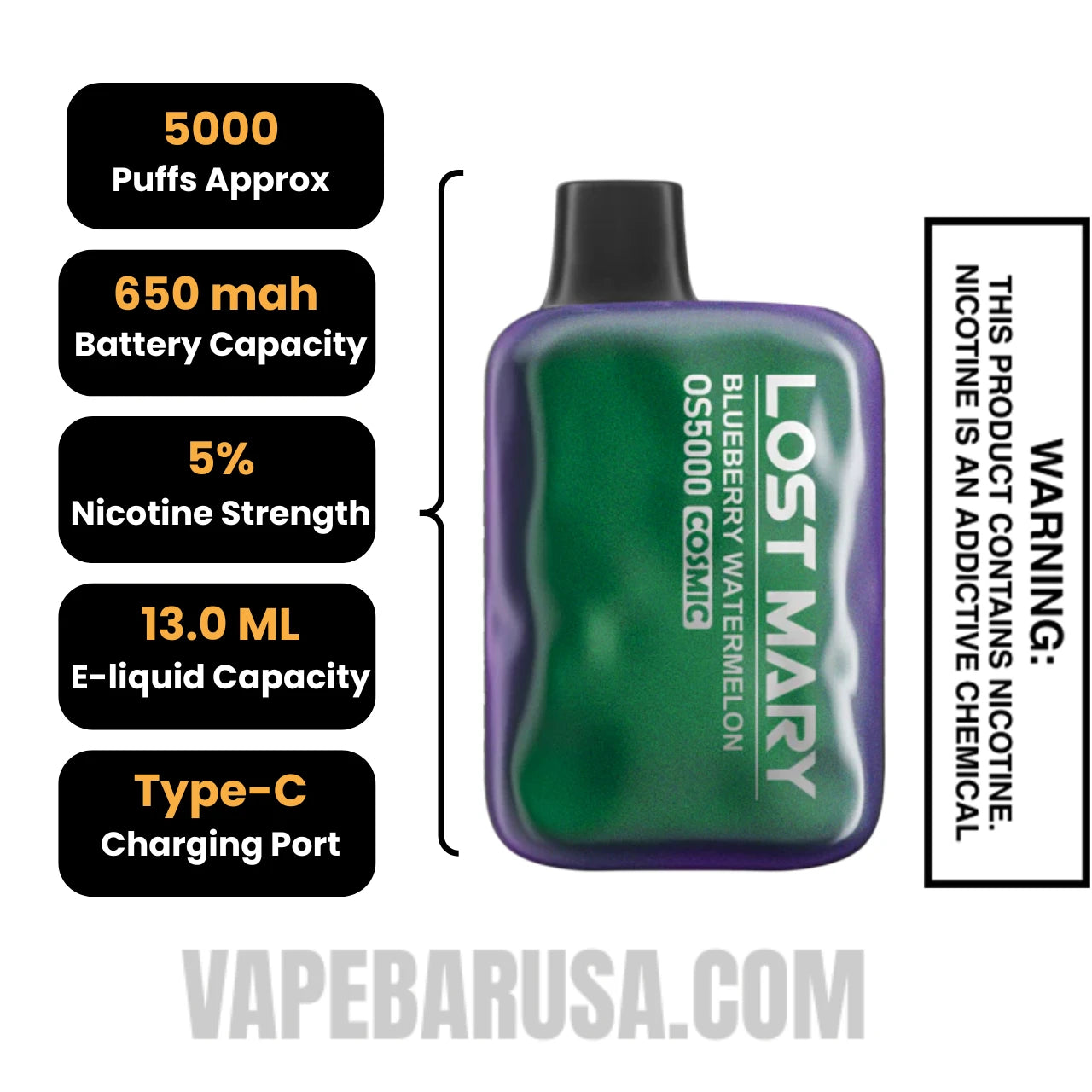 Blueberry Watermelon Lost Mary OS5000 Cosmic Edition Vape Specifications Blueberry Watermelon Lost Mary OS5000 Cosmic Edition Vape Specifications