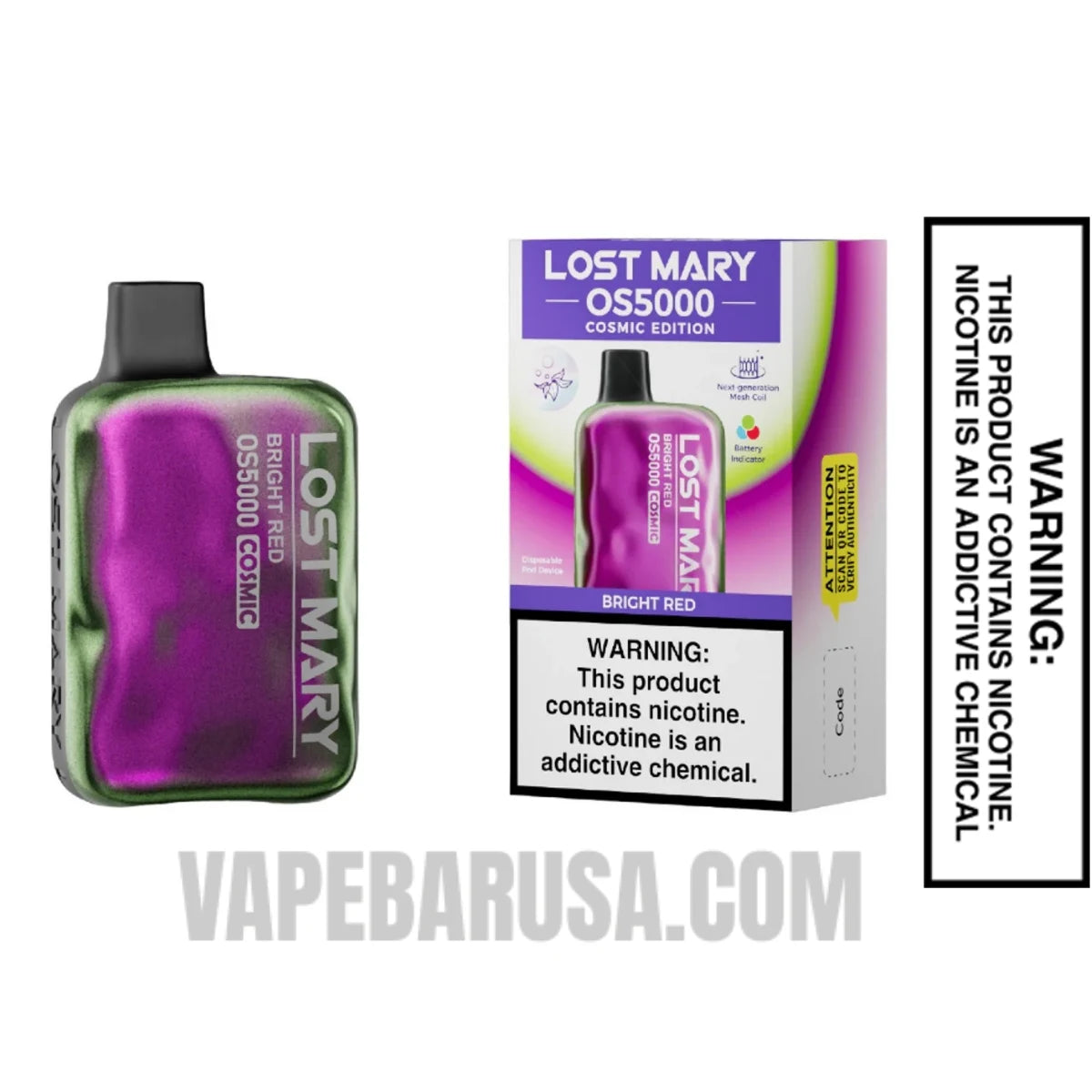 Bright Red Lost Mary OS5000 Cosmic Edition Vape With Package Box Bright Red Lost Mary OS5000 Cosmic Edition Vape With Package Box