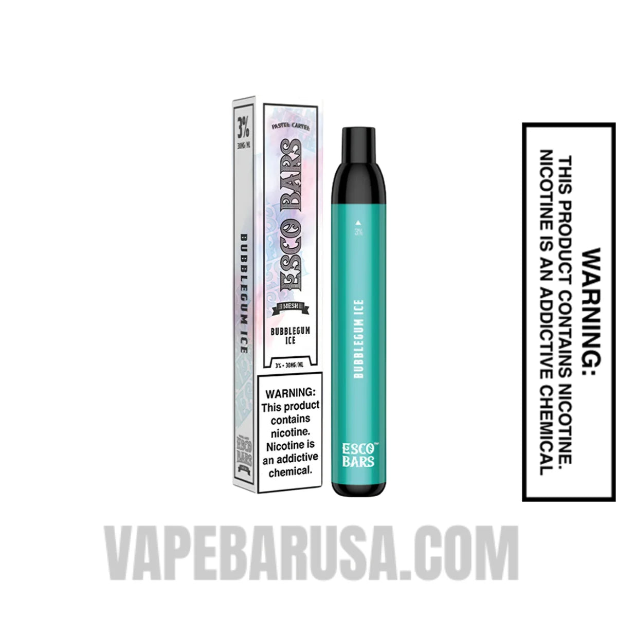 Bubblegum Ice Esco Bars 2500 Puffs Disposable Vape With Package Box Bubblegum Ice Esco Bars 2500 Puffs Disposable Vape With Package Box