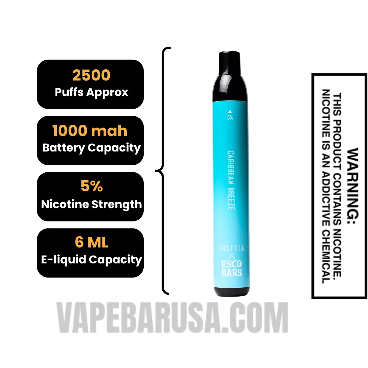 Caribbean Breeze Esco Bar 2500 Puffs Disposable Vape Specifications Caribbean Breeze Esco Bar 2500 Puffs Disposable Vape Specifications