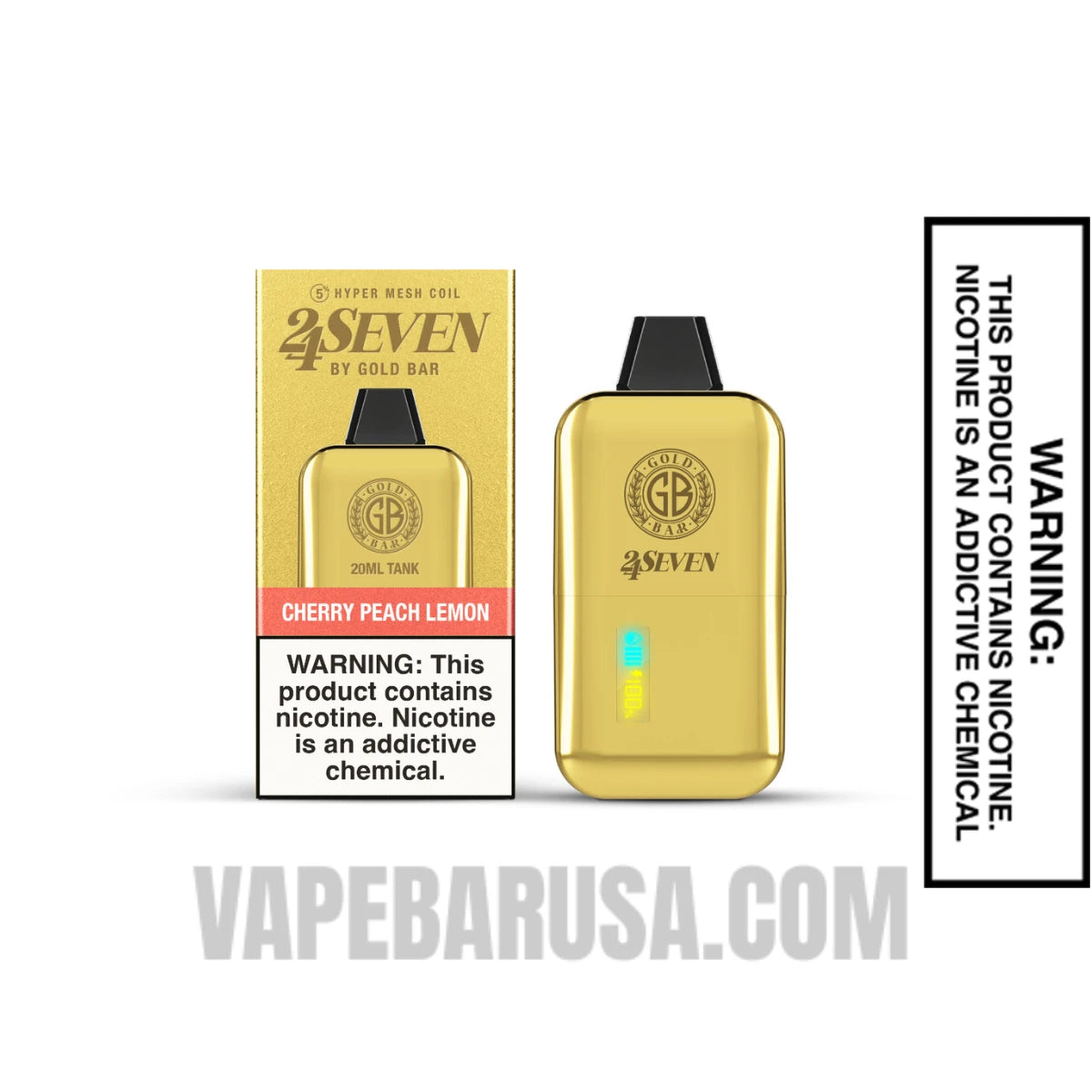 Cherry Peach Lemon Gold Bar 24Seven Disposable Vape with Package Box Cherry Peach Lemon Gold Bar 24Seven Disposable Vape with Package Box