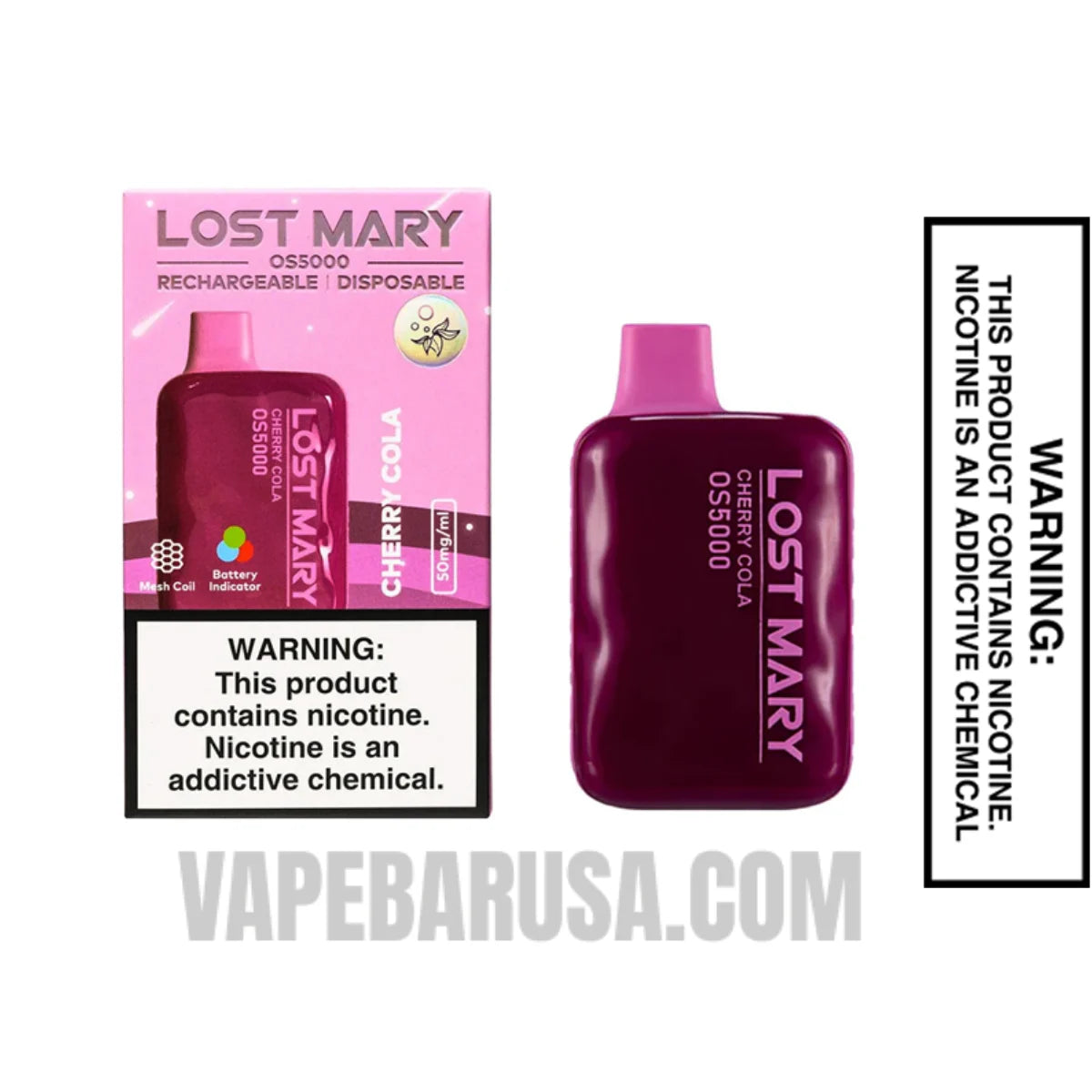 Cherry Cola Lost Mary OS5000 Disposable Vape With Package Box Cherry Cola Lost Mary OS5000 Disposable Vape With Package Box