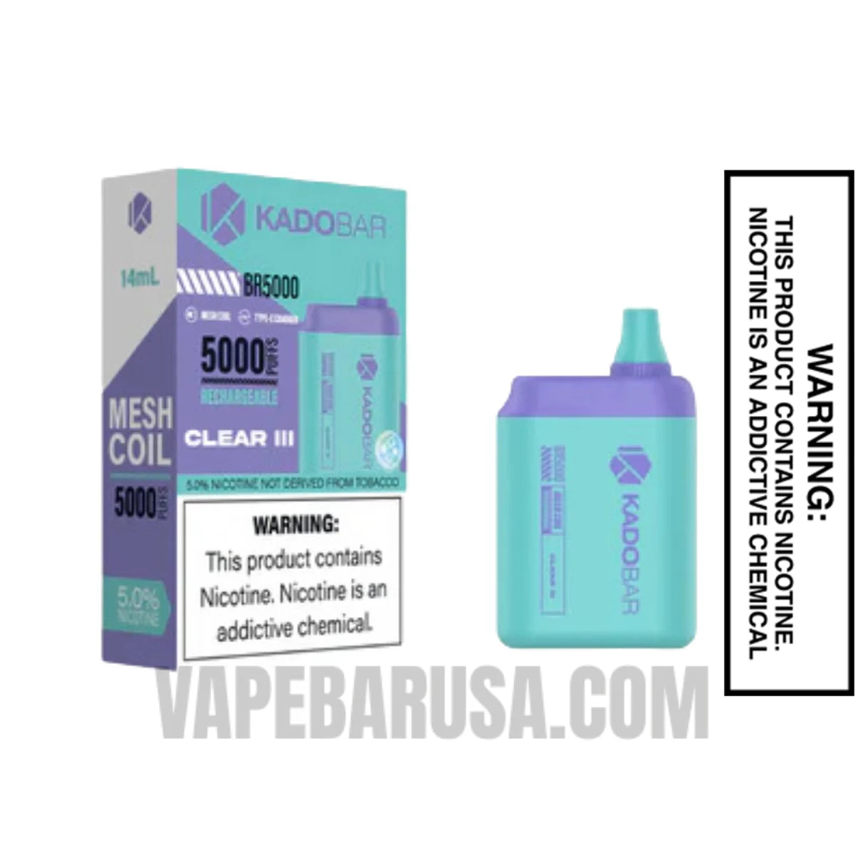 Clear III Kado Bar BR5000 Disposable Vape Wth Package Box Clear III Kado Bar BR5000 Disposable Vape Wth Package Box
