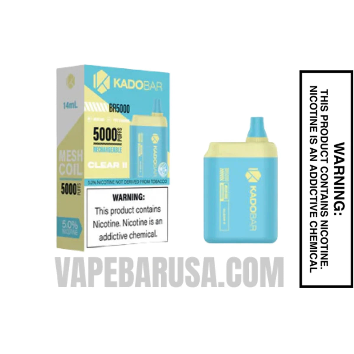 Clear II Kado Bar BR5000 Disposable Vape With Package Box Clear II Kado Bar BR5000 Disposable Vape With Package Box