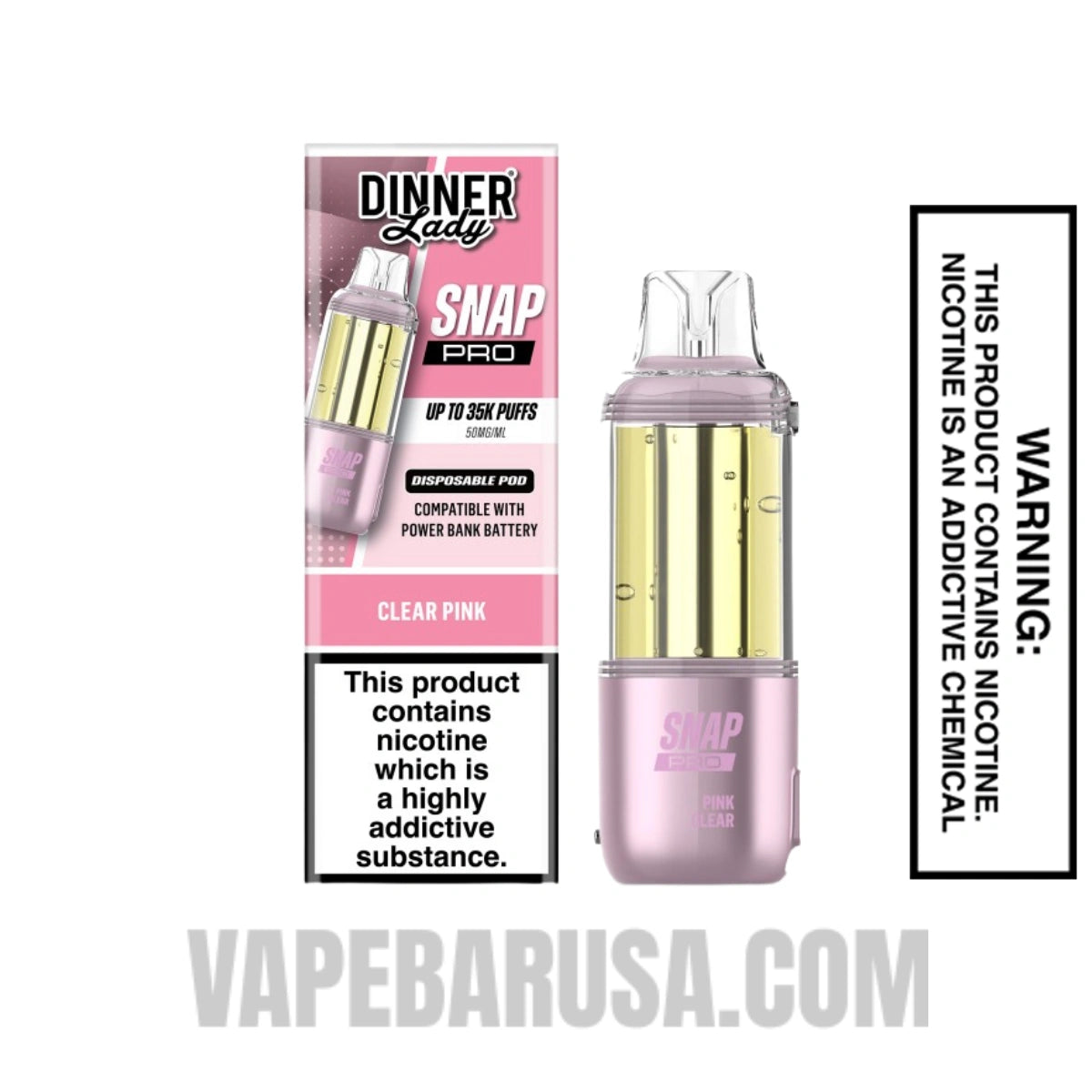 Clear Pink Dinner Lady Snap Pro 35K Disposable Vape Pod With Package Box Clear Pink Dinner Lady Snap Pro 35K Disposable Vape Pod With Package Box
