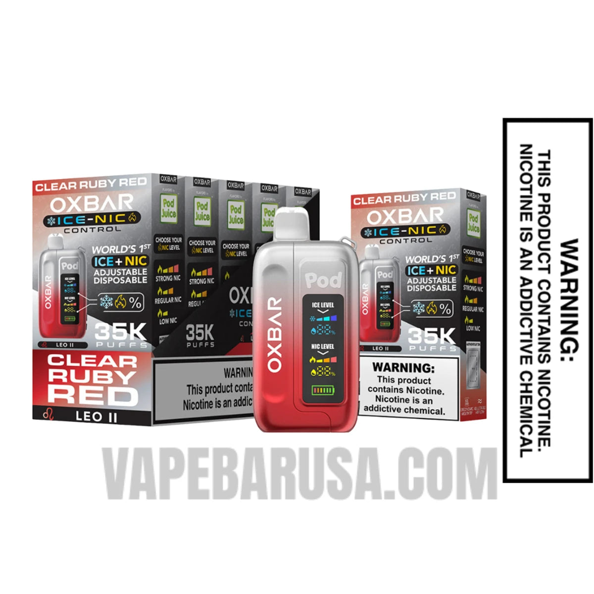 Clear Ruby Red OXBAR Ice-Nic Control Disposable Vape With Bundle Pack Clear Ruby Red OXBAR Ice-Nic Control Disposable Vape With Bundle Pack