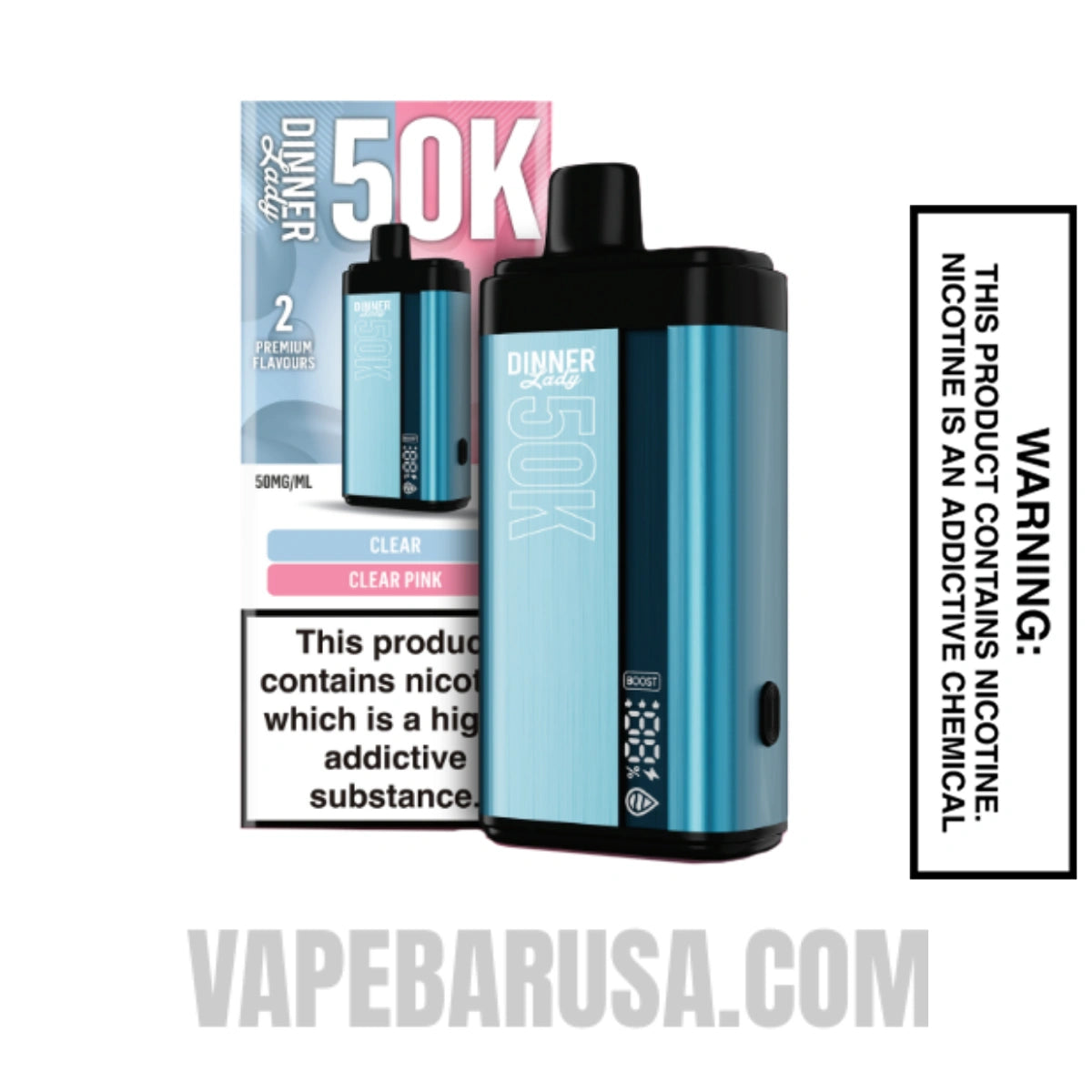 Clear X Clear Pink Dinner Lady 50K Disposable Vape With Package Box Clear X Clear Pink Dinner Lady 50K Disposable Vape With Package Box