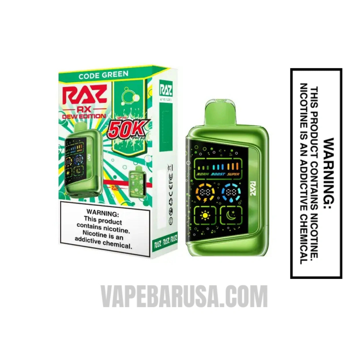 Code Green RAZ RX50K Disposable Vape With Package Box Code Green RAZ RX50K Disposable Vape With Package Box