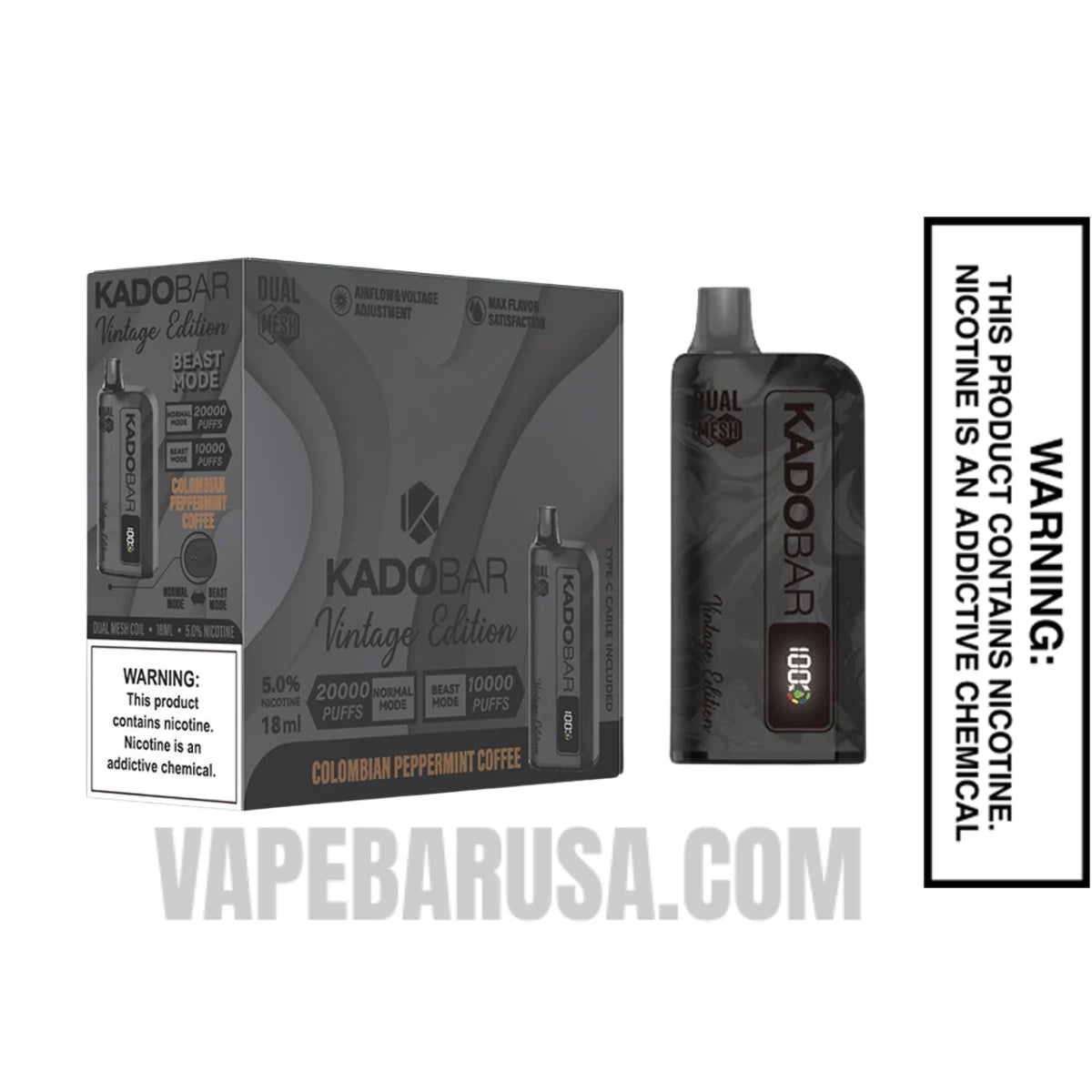 Colombian Peppermint Coffee Kado Bar Vintage Edition 20000 Puffs Disposable Vape With Bundle Pack Colombian Peppermint Coffee Kado Bar Vintage Edition 20000 Puffs Disposable Vape With Bundle Pack