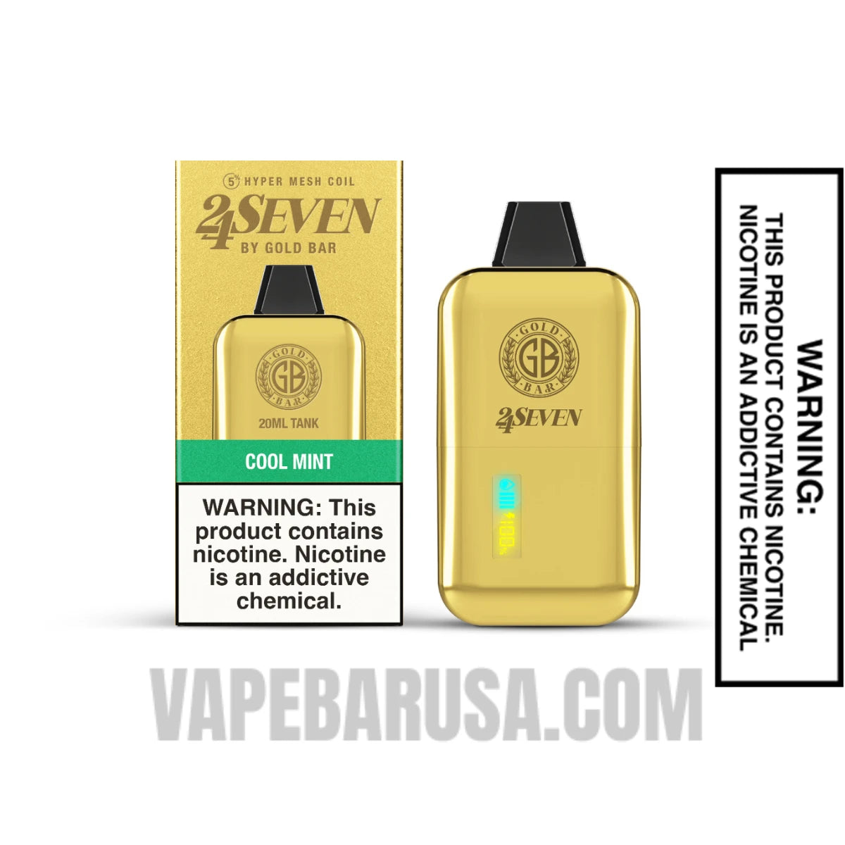 Cool Mint Gold Bar 24Seven Disposable Vape with Package Box Cool Mint Gold Bar 24Seven Disposable Vape with Package Box