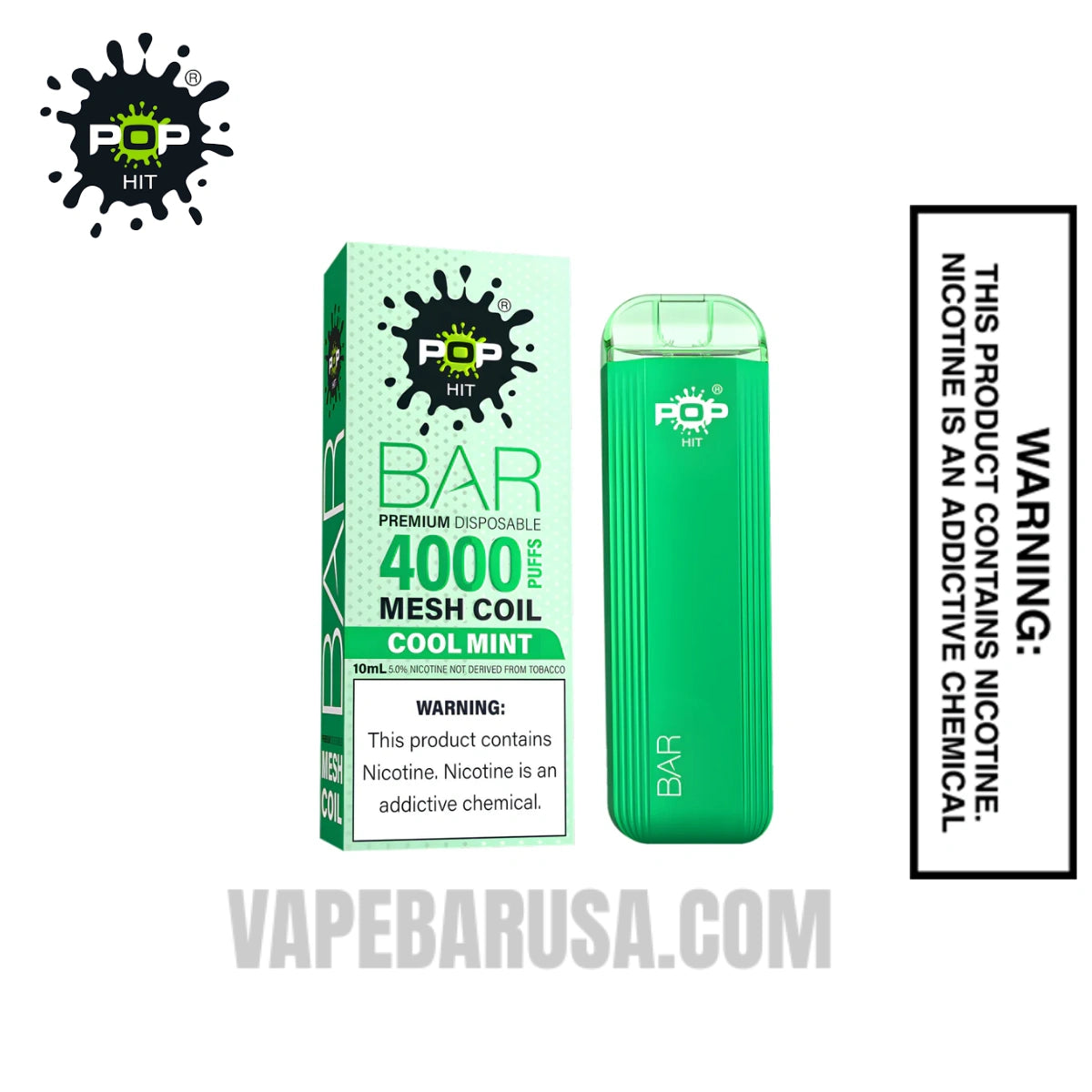 Cool Mint Pop HIT Bar 4000 Puffs Disposable Vape Cool Mint Pop HIT Bar 4000 Puffs Disposable Vape