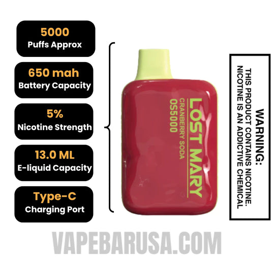 Cranberry Soda Lost Mary OS5000 Disposable Vape Cranberry Soda Lost Mary OS5000 Disposable Vape